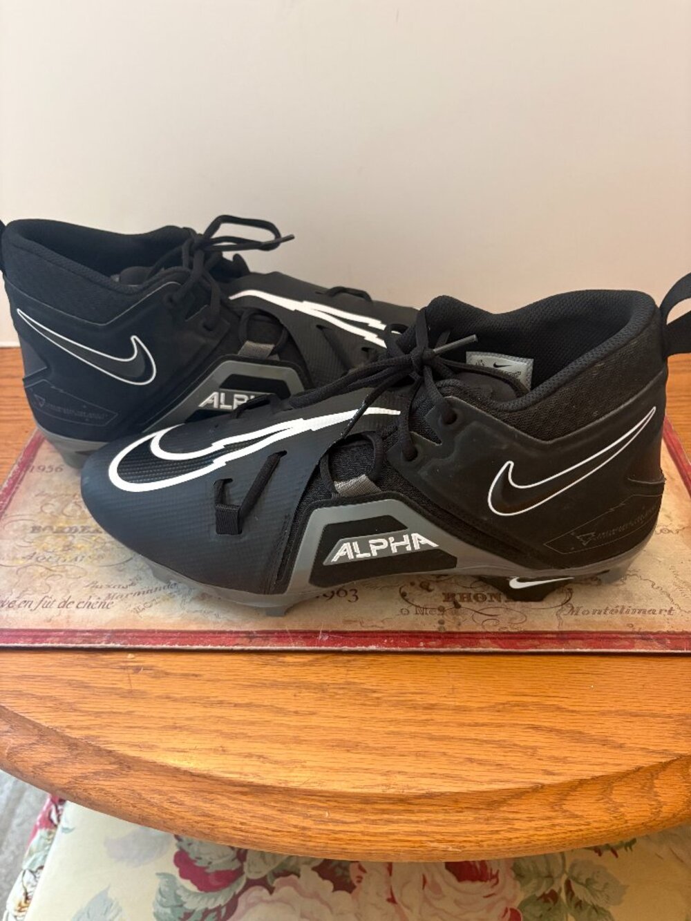 Nike Alpha Menace Pro 3 Football Cleats Black White US 13.5